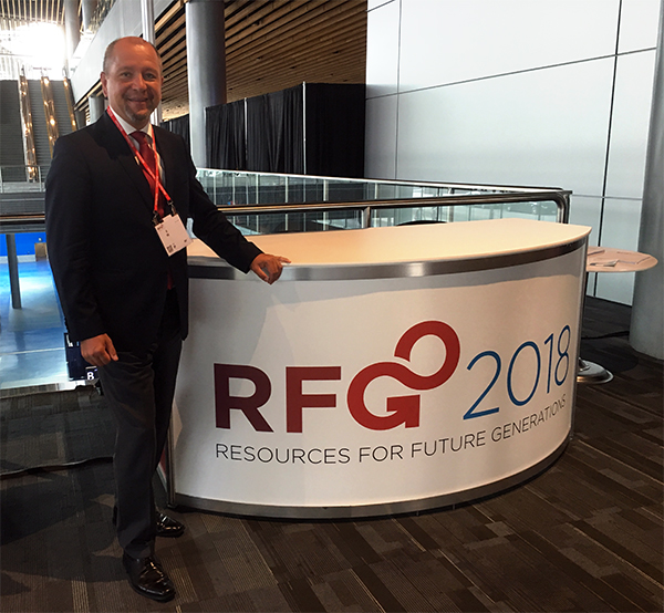 BGR-Präsident Prof. Dr. Ralph Watzel auf der internationalen Konferenz „Resources for Future Generations 2018“ in Vancouver.